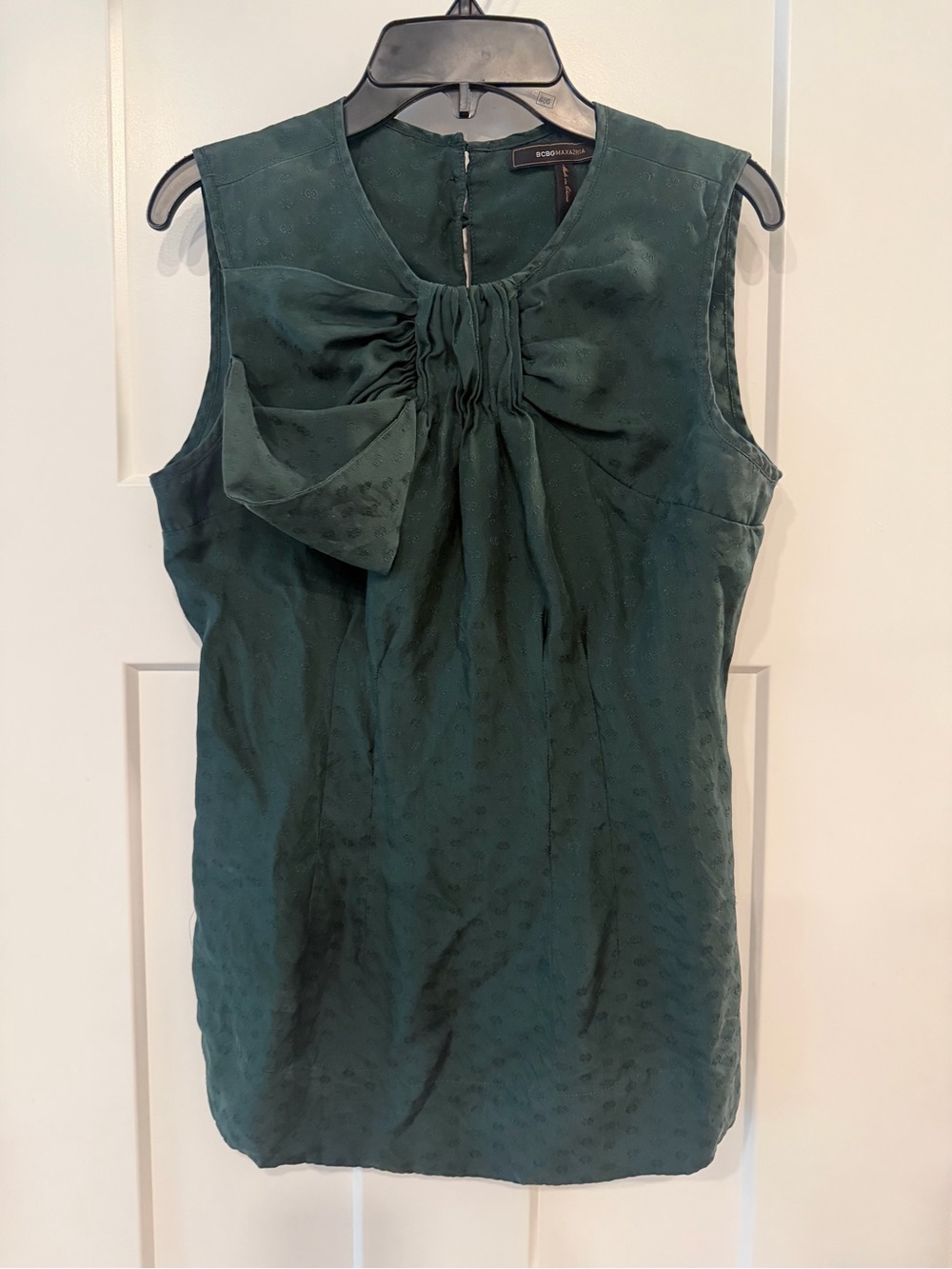 BCBGMaxAzria Dark Green Sleeveless Bow-Front Camisole Womens Size Small